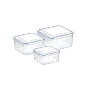 FRESHBOX négyzet alakú ételtároló doboz, 3 db, 0,4 - 0,7 - 1,2 l